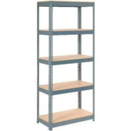 GLOBAL EQUIPMENT Extra Heavy Duty Shelving 36"W x 18"D x 96"H With 5 Shelves, Wood Deck, Gry 717394